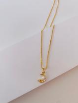 Colares de Lua e estrela semi joia ouro 18kl e prata 925 minimalista com detalhes em zircônia