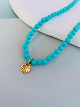 Colares de miçangas coloridas com pingente de conchas tendência praia verão