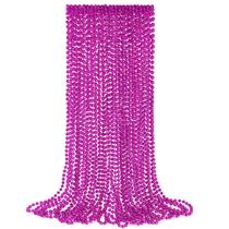 Colares de miçangas YAXINRUI Hot Pink Mardi Gras 33 polegadas 24 unidades