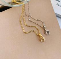 Colares delicados modelo infantil com patinha Pet folheado