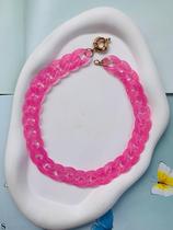 Colares em Acrilico Rosa Pink Barbie com mosquetão Boia Candy Colors