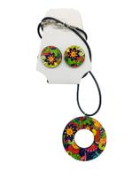 Colares Femininos e brincos em mdf conjunto afro, flores, borboleta, moda feminina