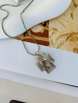 Colares folheado a prata grife versátil leão com modelo de cruz