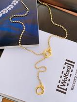 Colares folheados Prata e Ouro Gravata de Strass com coração passante Colares folheados Prata e Ouro Gravata de Strass com coração passante