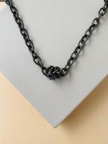 Colares modelo chocker trançado com nó corrente Ródio Negro