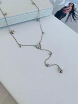 Colares modelo Gravata folheado a Prata e Ouro pingente coração