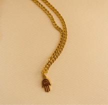 Colares modelo hamsa mão de fatima folheado a ouro