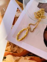 Colares Orgânicos Semi Joia pingente Martelado Oval Colares Orgânicos Semi Joia pingente Martelado Oval