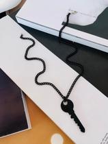 Colares preto chocker corrente com pingente de chave pintado