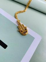 Colares Semi Joia choker Mão de Hamsá cravejada de zircônia