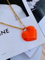 Colares Semi Joia colar Maxi com pingente de coração laranja