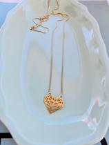 Colares semi joia prata 925 e ouro 18k coração geométrico