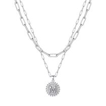 Colares Ursteel Silver Paperclip Chain Initial Pendant