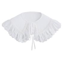 Colarinho falso, charmoso, babados de renda, algodão branco para mulheres Colarinho falso, charmoso, babados de renda, algodão branco para mulheres