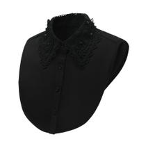 Colarinho falso de renda preta para mulher, gola de blusa removível