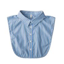 Colarinho falso, gola de blusa removível, padrão de listras azul-celeste Colarinho falso, gola de blusa removível, padrão de listras azul-celeste