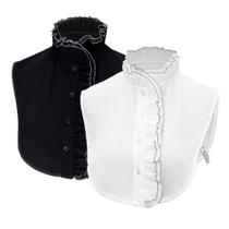Colarinho removível com babados em chiffon preto e branco para mulheres Colarinho removível com babados em chiffon preto e branco para mulheres