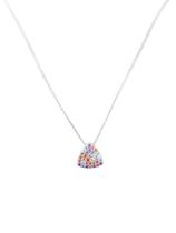 ColarPrata925 com pingente cravejado com zircônias colorida