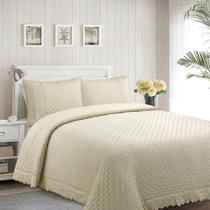 Colcha Adomes Bordado Inglês Casal Marfim 03 Peças Colcha Adomes Bordado Inglês Casal Marfim 03 Peças