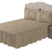 Colcha Babado Casal Kit Bordado Realeza Cobre Leito Forro
