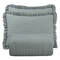 Colcha Babado King Fluffy 3 Peças s 100% Poliéster Cinza Colcha Babado King Fluffy 3 Peças s 100% Poliéster Cinza