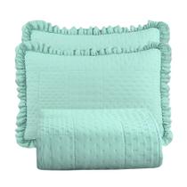 Colcha Babado King Fluffy 3pçs 100% Poliéster - Menta