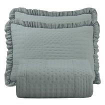 Colcha Babado Queen Fluffy 3pçs 100% Poliéster - Cinza Colcha Babado Queen Fluffy 3pçs 100% Poliéster - Cinza