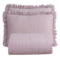 Colcha Babado Queen Fluffy 3pçs 100% Poliéster - Rosé Colcha Babado Queen Fluffy 3pçs 100% Poliéster - Rosé