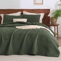 Colcha Boho Bedsure para Cama Queen Verde Oliva con 2 Fundas de Almohada
