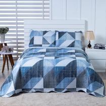 Colcha Bouti Casal Dupla Face Estampada com Porta Travesseiro 3 Peças