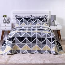 Colcha Bouti Casal Dupla Face Estampada com Porta Travesseiro 3 Peças Sole