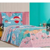Colcha Bouti Cobre Leito Solteiro Infantil Dupla Face Estampado Balão 02 peças Colcha Bouti Cobre Leito Solteiro Infantil Dupla Face Estampado Balão 02 peças