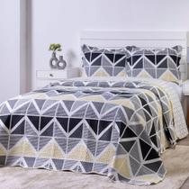Colcha Bouti Cobre Leito Tecido Estampado Dupla Face 03 Peças - Matelado