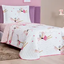 Colcha Bouti Kids Solteiro Dulpa face 2 Pçs Bailarina