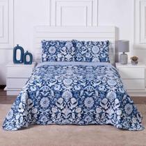 Colcha Bouti King Dupla Face Estampada com Porta Travesseiro 3 Peças Leone