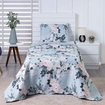 Colcha Bouti Solteiro Dupla Face Estampada com Porta Travesseiro 2 Peças Ariete