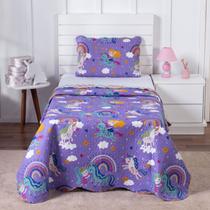 Colcha Bouti Solteiro Dupla Face Estampada Infantil com Porta Travesseiro 2 Peças Fiore Colcha Bouti Solteiro Dupla Face Estampada Infantil com Porta Travesseiro 2 Peças Fiore