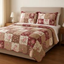 Colcha Casal 3 Peças Percal 400 Fios Cobre Leito Toque Macio