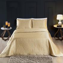 Colcha Casal 3pç cetim charmousse aba americana bordado - SAFIRA ENXOVAIS