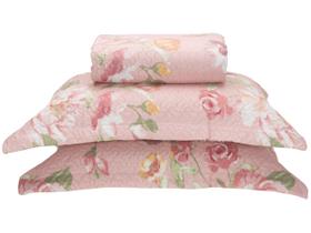 Colcha Casal Bett Design Microfibra Romantic Flowers Rosa 3 Peças Colcha Casal Bett Design Microfibra Romantic Flowers Rosa 3 Peças
