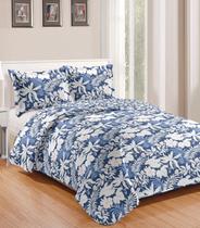 Colcha Casal Bouti Patchwork Microfibra Rozac Azul