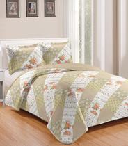 Colcha Casal Bouti Patchwork Microfibra Rozac Verde