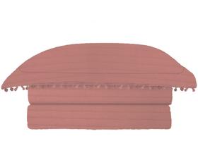 Colcha Casal Camesa Microfibra Pompom Rosé 3 Peças