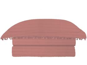 Colcha Casal Camesa Microfibra Pompom Rosé - 3 Peças