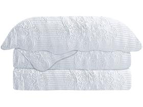 Colcha Casal Camesa Poliéster 150 Fios Damask Branco 3 Peças Colcha Casal Camesa Poliéster 150 Fios Damask Branco 3 Peças