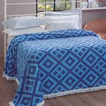 Colcha Casal Chenille Canelada Franjas 220x240cm Cor Azul Colcha Casal Chenille Canelada Franjas 220x240cm Cor Azul