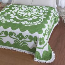 Colcha Casal Chenille Canelada Jolitex Flórida Verde/Branco
