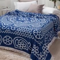 Colcha Casal Chenille Jolitex 220 x 240 Bruna Azul