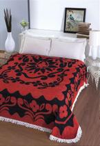Colcha Casal Chenille Jolitex 220x240 cm Florida Vermelho e Preto Colcha Casal Chenille Jolitex 220x240 cm Florida Vermelho e Preto