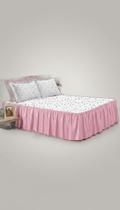 Colcha Casal Floral Babado Rosa 2pçs